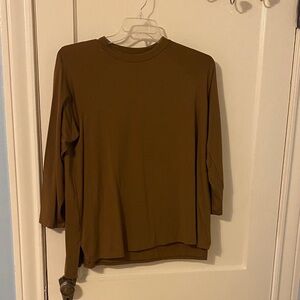Eileen Fisher Olive Crewneck Long-Sleeve Top